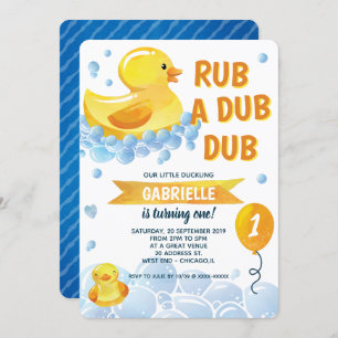 Rub a Dub Dub Rubber Duck Birthday Party Einladung