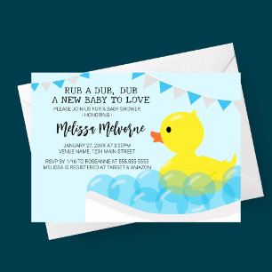 Rub A Dub Dub, Rubber Ducky Baby Dusche Einladung