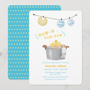 Rub A Dub Dub Wäscheleine Gummiente Baby Shower  Einladung