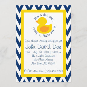 Rub-a-dub Kinderdusche Einladung - Blau