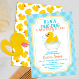 Rub-A-Dub Rubber Duck Baby Shower Einladung - Blu