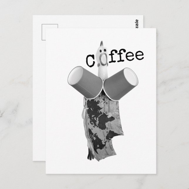 Rubber Chicken screaming Coffee Postcard Postkarte (Vorne/Hinten)
