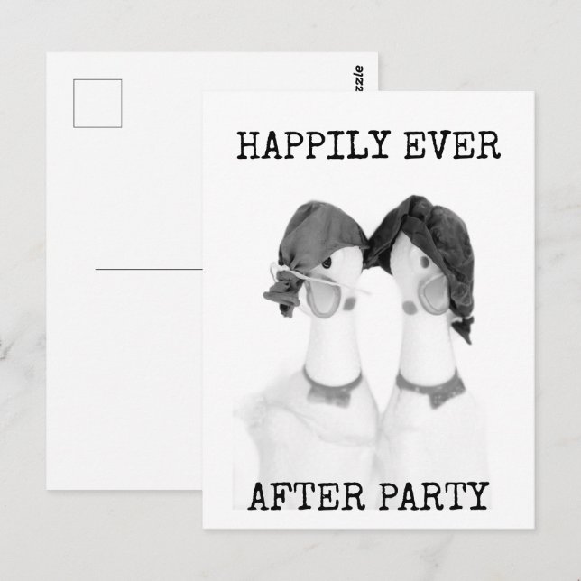 Rubber Chickens Happily Ever After Party Postcard Postkarte (Vorne/Hinten)