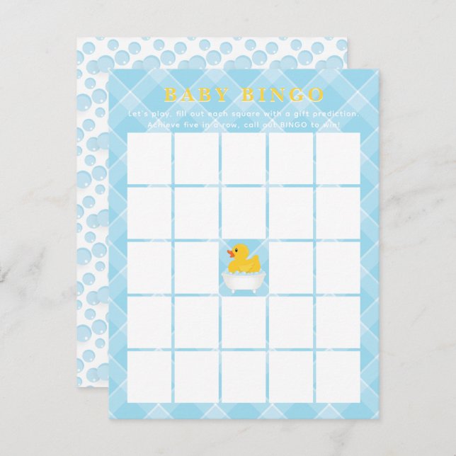 Rubber Duck Baby Duck Bingo Card | Blue Baby Boy Mitteilungskarte (Vorne/Hinten)