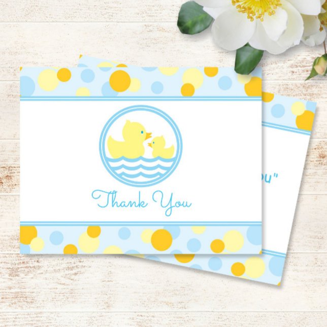 Rubber Duck Baby Duck Danke, blau und gelb Dankeskarte (Von Creator hochgeladen)