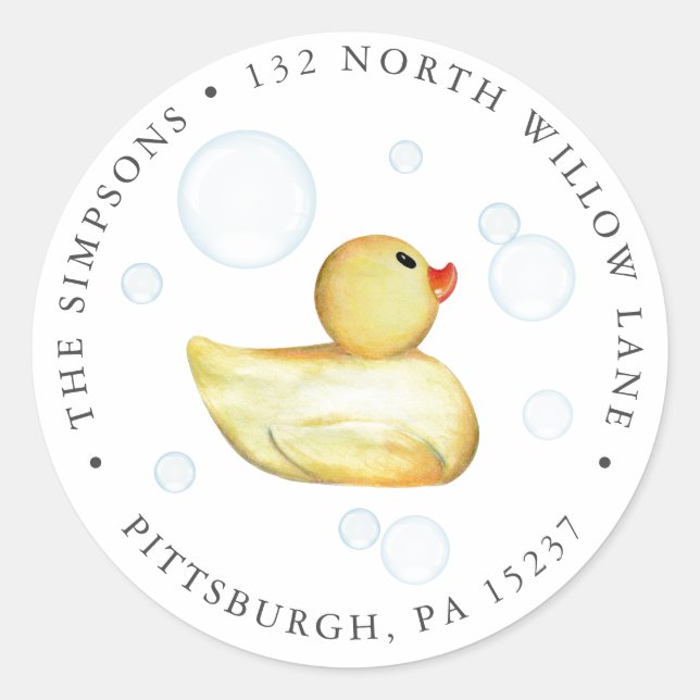 Rubber Duck Baby Duck Rücksendeadresse Runder Aufkleber (Vorderseite)