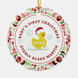Rubber Duck Baby's First Christmas Foto Keramik Ornament