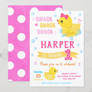 Rubber Duck Birthday Invitations Girl Einladung