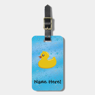 Rubber Duck Blue Bubbles Personalized Kids Gepäckanhänger
