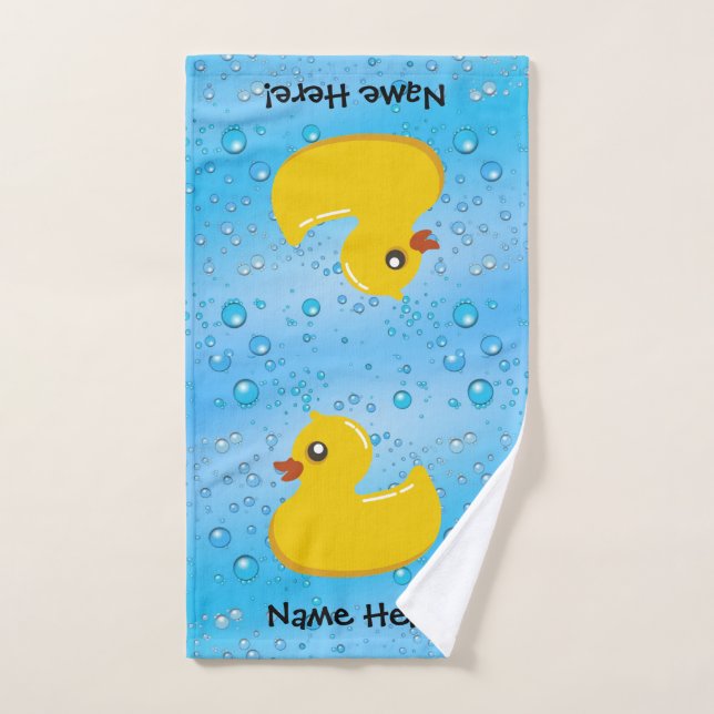 Rubber Duck Blue Bubbles Personalized Kids Handtuch (Handtuch)