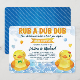 Rubber Duck Boy-Girl Twins Baby Dusche Einladung