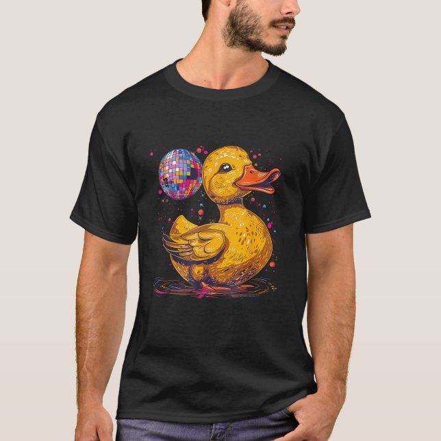 Rubber Duck Disco Ball Artwork Dancing Rubber Duck T-Shirt (Vorderseite)