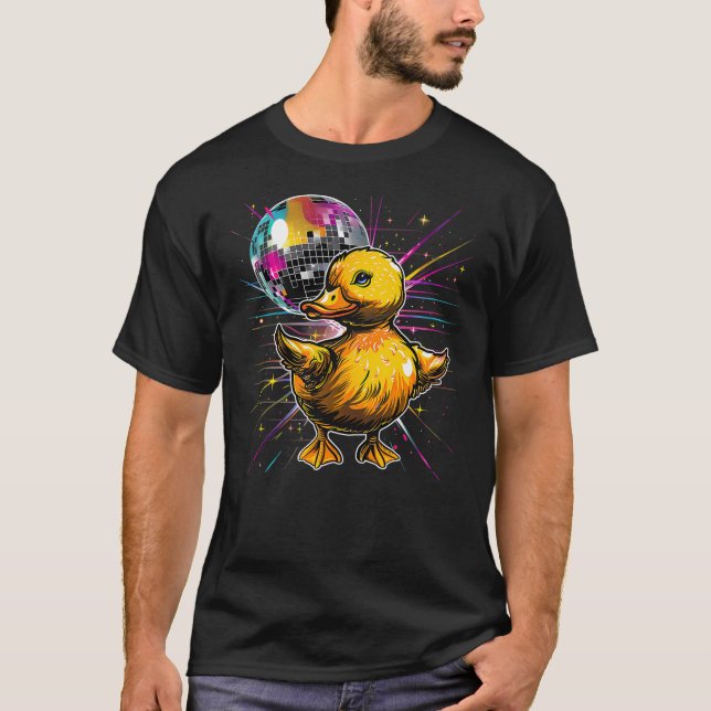 Rubber Duck Disco Dancing Disco Ball Music Rubber  T-Shirt (Vorderseite)