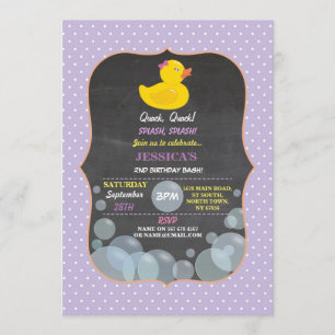 Rubber Duck Ducky Bubble Geburtstagsparty Einladun Einladung