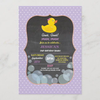 Rubber Duck Ducky Bubble Geburtstagsparty Einladun Einladung
