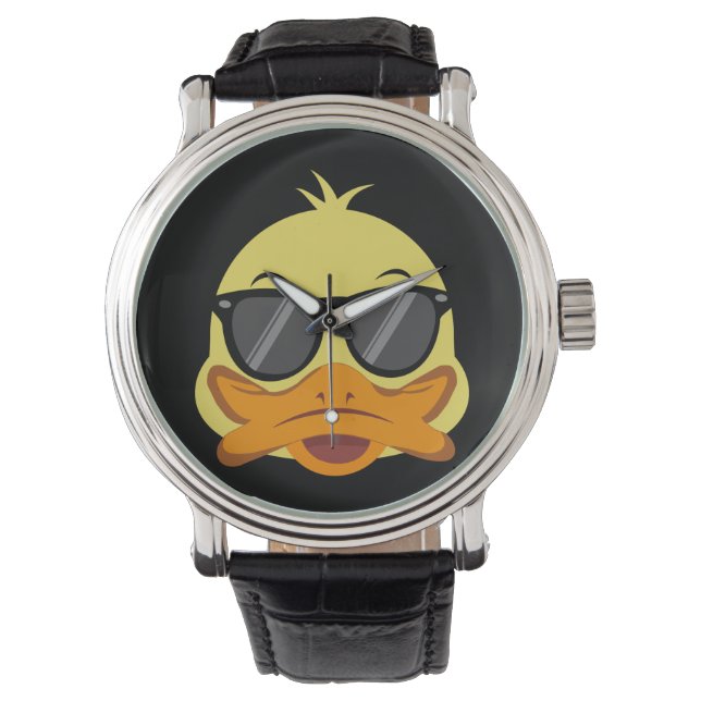 Rubber Duck face Head yellow sunglasses Armbanduhr (Vorderseite)