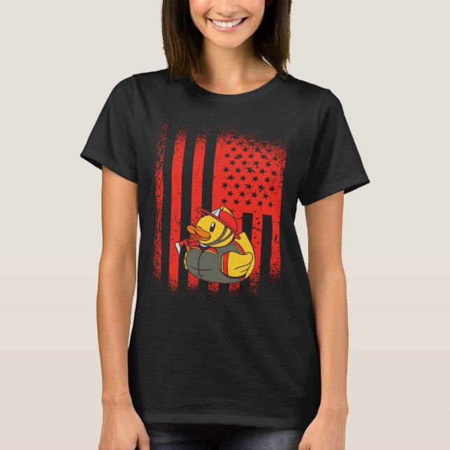 Rubber Duck Firefighter Kids Boys Girls US Ducky 4 T-Shirt (Vorderseite)
