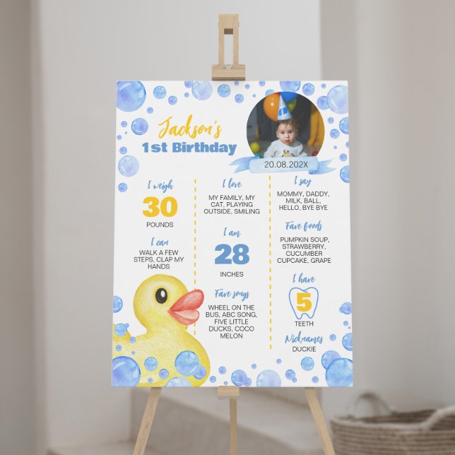 Rubber Duck First Birthday Milestone Sign Poster (Von Creator hochgeladen)