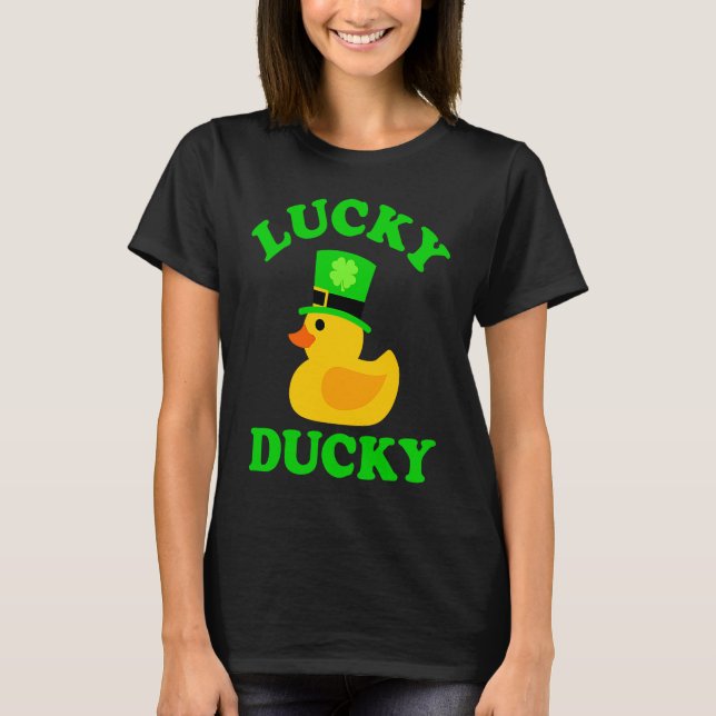 Rubber Duck Four Leaf C Hat Lucky Ducky St Patrick T-Shirt (Vorderseite)