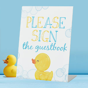 Rubber Duck Gästebuch Geburtstag oder Babydusche Sockelschild