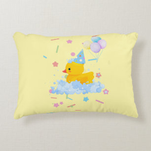 Rubber Duck Geburtstag mit Blasen und Confetti Dekokissen
