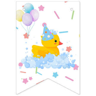 Rubber Duck Geburtstag mit Blasen und Confetti Wimpelkette