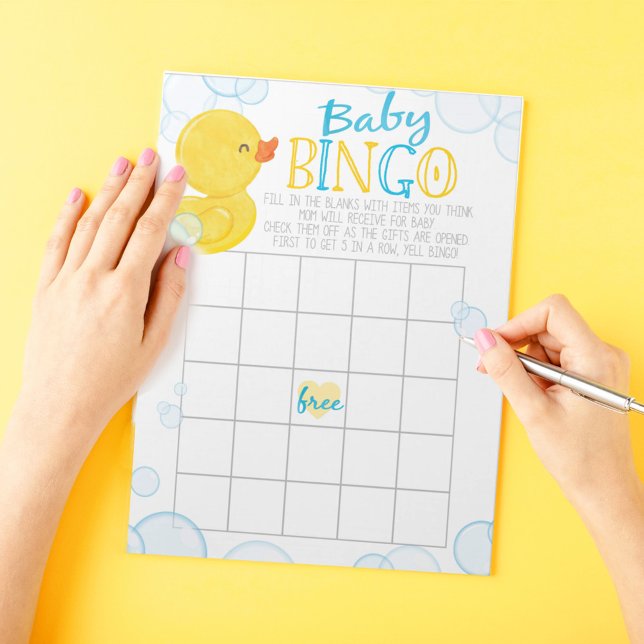 Rubber Duck Gift Bingo Baby Shooting Game Pack Notizblock (Baby Bingo Gift Bingo Watercolor Rubber Duck Baby Shower Game Pack of 40 Answer Sheets)
