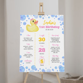 Rubber Duck Girl 1. Geburtstag Milestone Zeichen Poster
