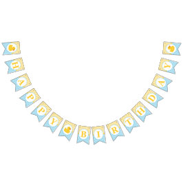 Rubber Duck Happy Birthday Bunting - Blue & Yellow Wimpelkette