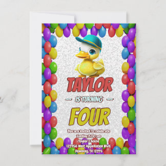 Rubber Duck Niedlich Personalisierten Geburtstag E Einladung