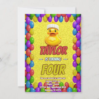 Rubber Duck Niedlich Personalisierten Geburtstag E Einladung