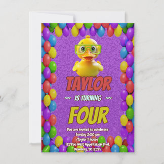 Rubber Duck Niedlich Personalisierten Geburtstag E Einladung