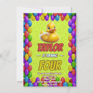 Rubber Duck Niedlich Personalisierten Geburtstag E Einladung
