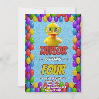 Rubber Duck Niedlich Personalisierten Geburtstag E Einladung