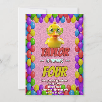 Rubber Duck Niedlich Personalisierten Geburtstag E Einladung