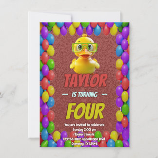 Rubber Duck Niedlich Personalisierten Geburtstag E Einladung
