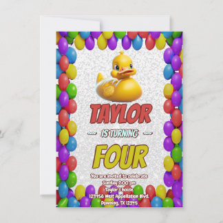 Rubber Duck Niedlich Personalisierten Geburtstag E Einladung