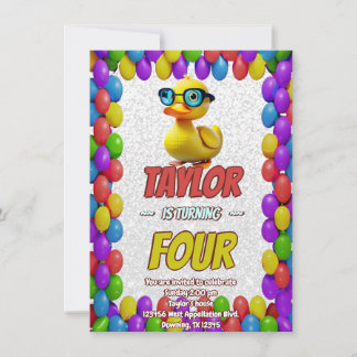Rubber Duck Niedlich Personalisierten Geburtstag E Einladung