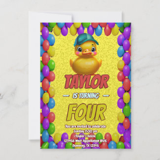 Rubber Duck Niedlich Personalisierten Geburtstag E Einladung