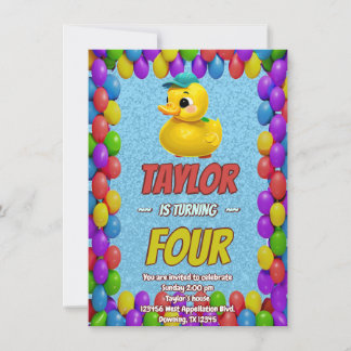 Rubber Duck Niedlich Personalisierten Geburtstag E Einladung