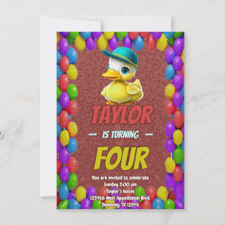 Rubber Duck Niedlich Personalisierten Geburtstag E Einladung