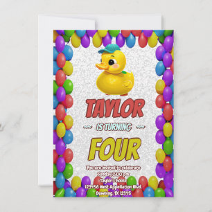 Rubber Duck Niedlich Personalisierten Geburtstag E Einladung