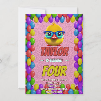 Rubber Duck Niedlich Personalisierten Geburtstag E Einladung