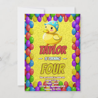 Rubber Duck Niedlich Personalisierten Geburtstag E Einladung