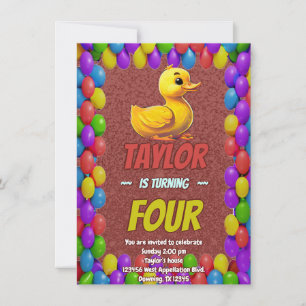 Rubber Duck Niedlich Personalisierten Geburtstag E Einladung