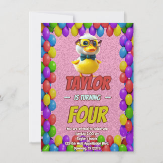 Rubber Duck Niedlich Personalisierten Geburtstag E Einladung