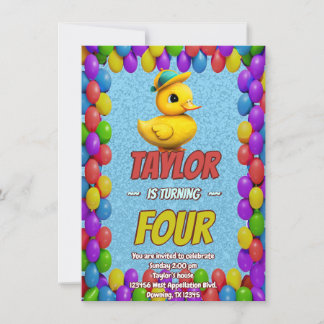 Rubber Duck Niedlich Personalisierten Geburtstag E Einladung