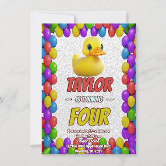 Rubber Duck Niedlich Personalisierten Geburtstag E Einladung