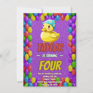 Rubber Duck Niedlich Personalisierten Geburtstag E Einladung