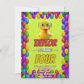 Rubber Duck Niedlich Personalisierten Geburtstag E Einladung
